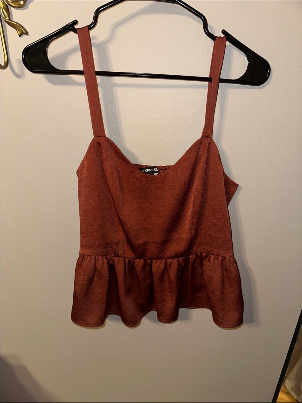 Express Rust Red Peplum Camisole